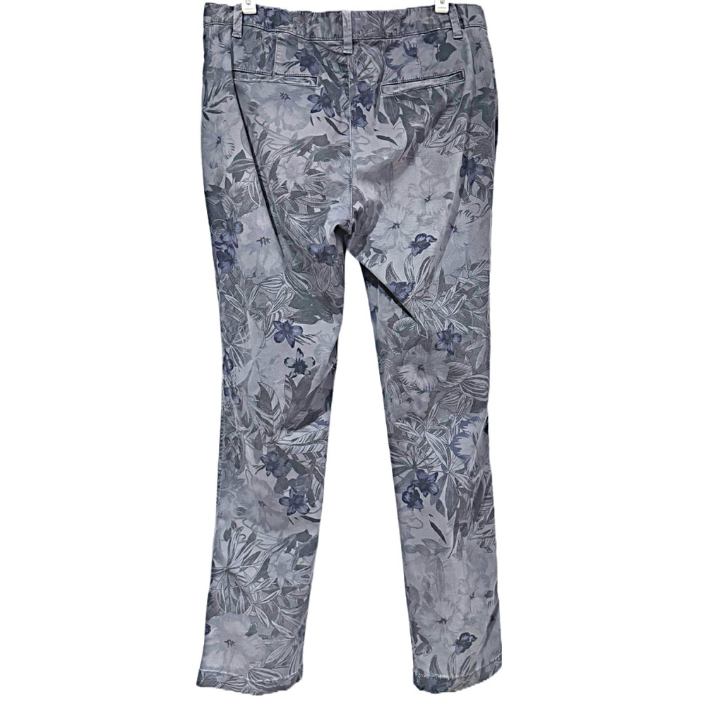 GAP Girlfriend Chino Pants Floral Hibiscus Faded Blue Print Jeans Cotton Size 6 - Picture 2 of 16